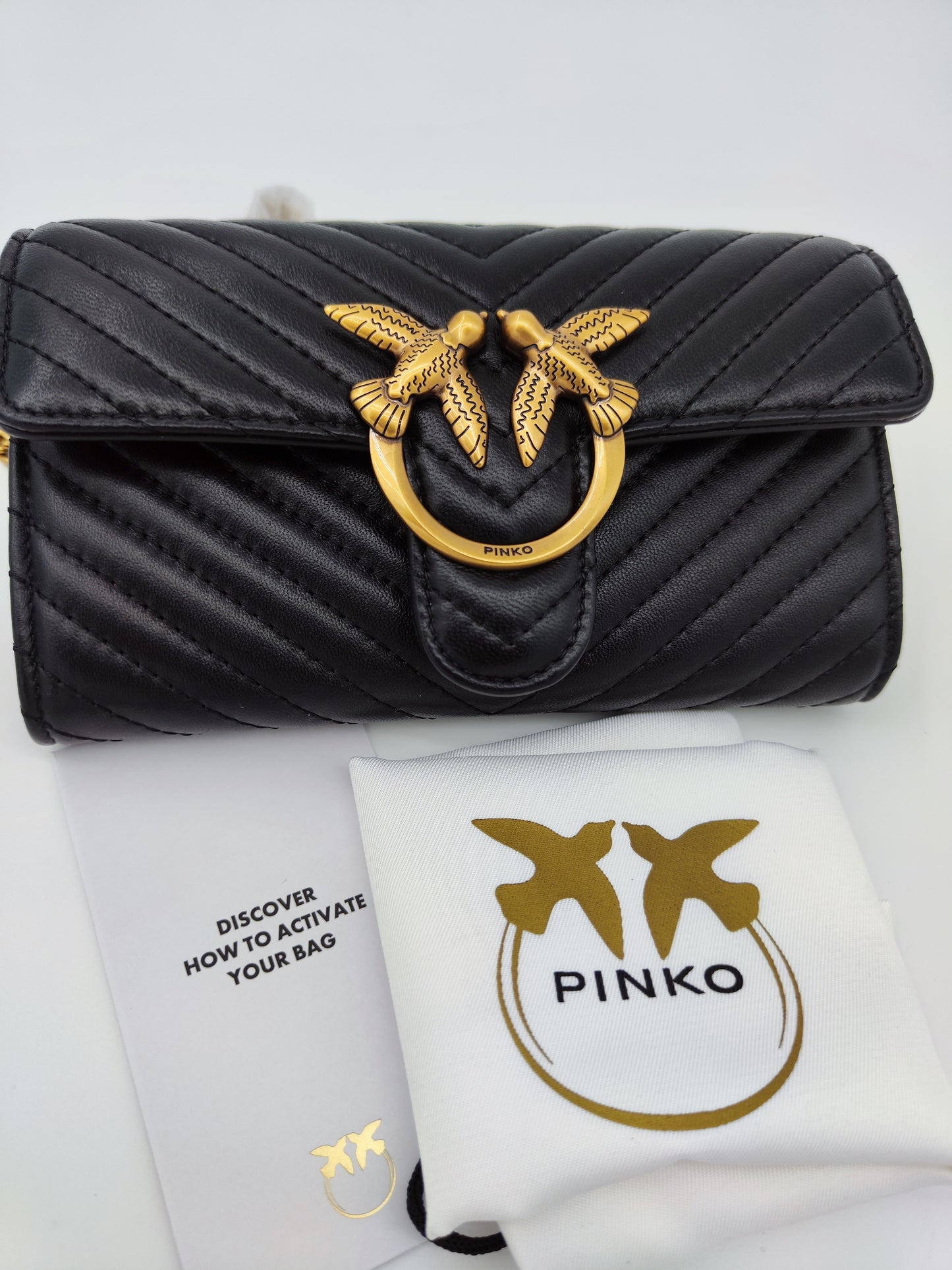 Pinko chain wallet nero