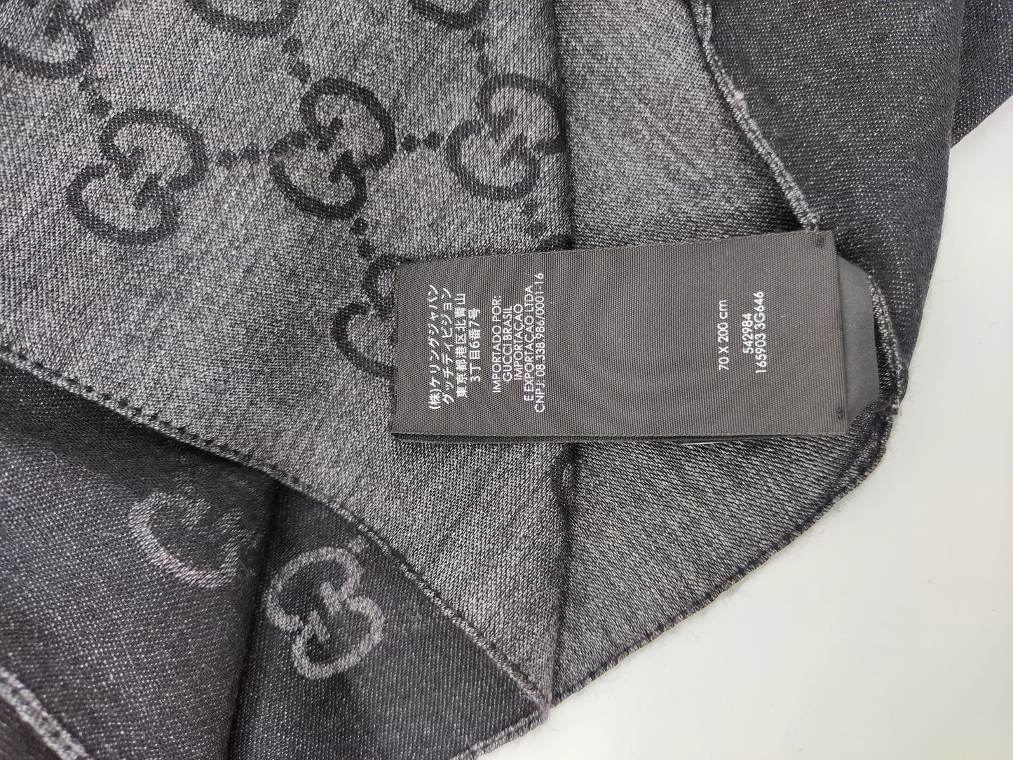 Sciarpa GG nera e grigio scuro