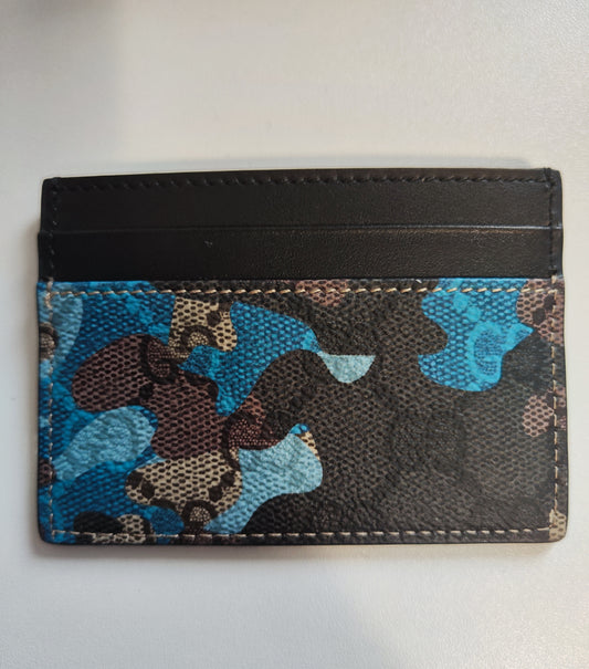 Portacarte camouflage azzurro