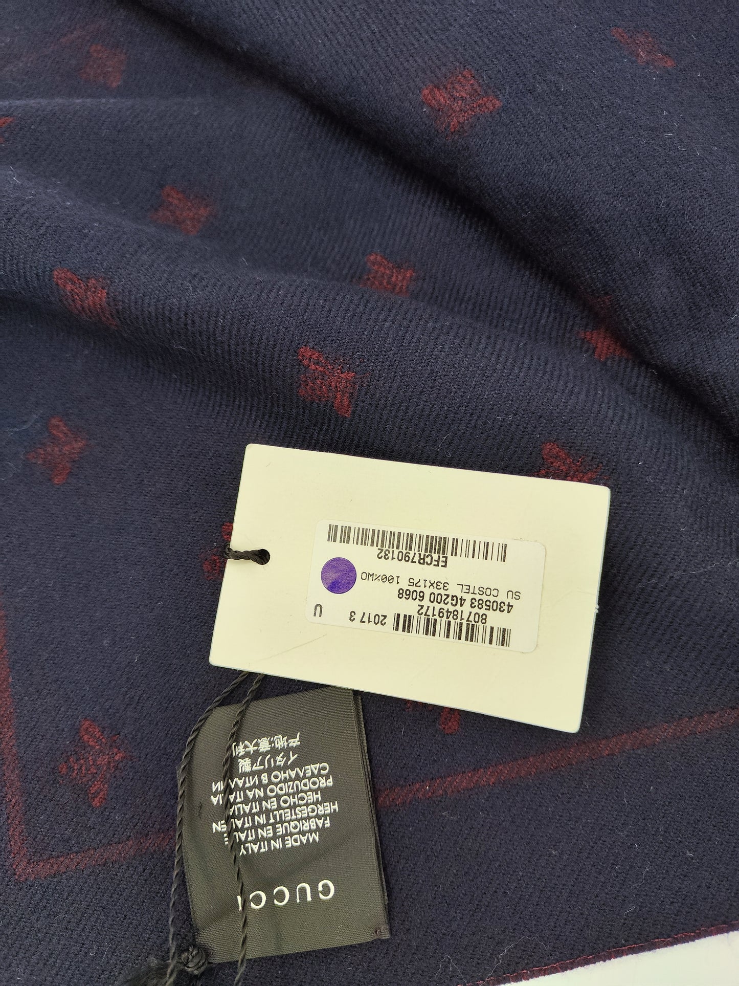 Sciarpa GG blu e bordeaux