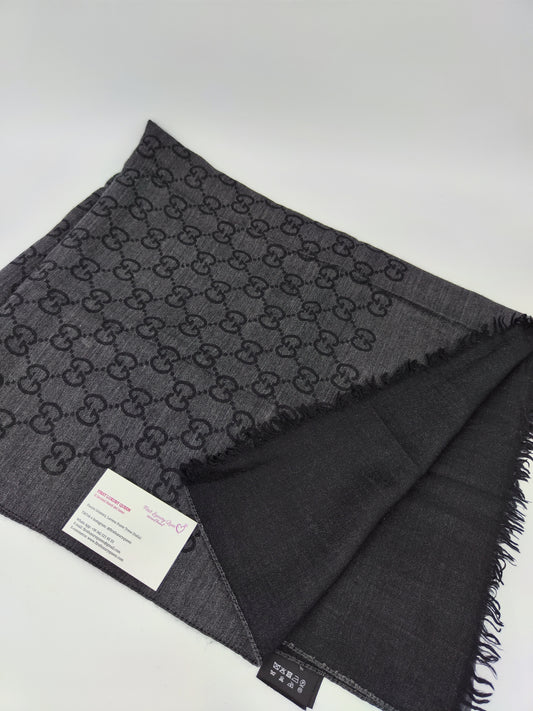 Sciarpa GG nera e grigio scuro
