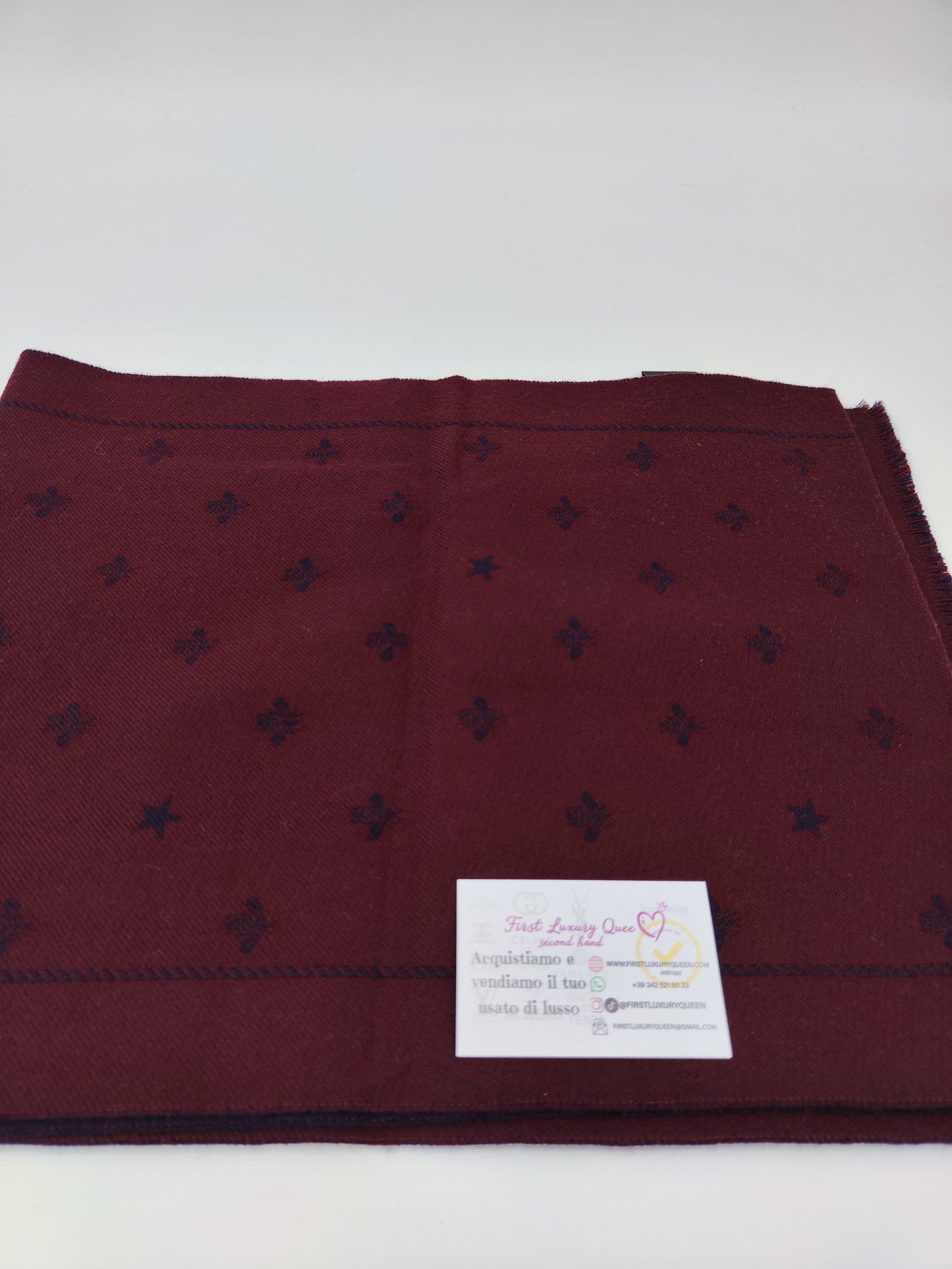 Sciarpa GG blu e bordeaux