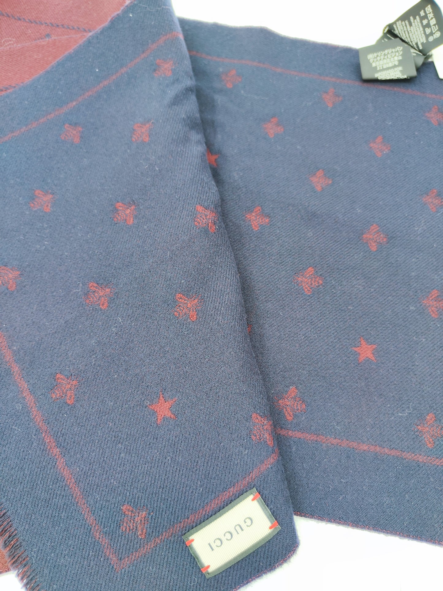 Sciarpa GG blu e bordeaux